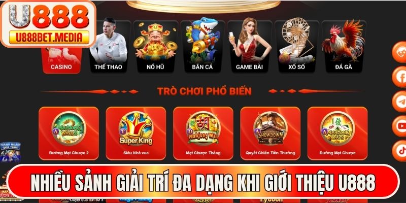 Nhiều sảnh giải trí đa dạng khi giới thiệu U888